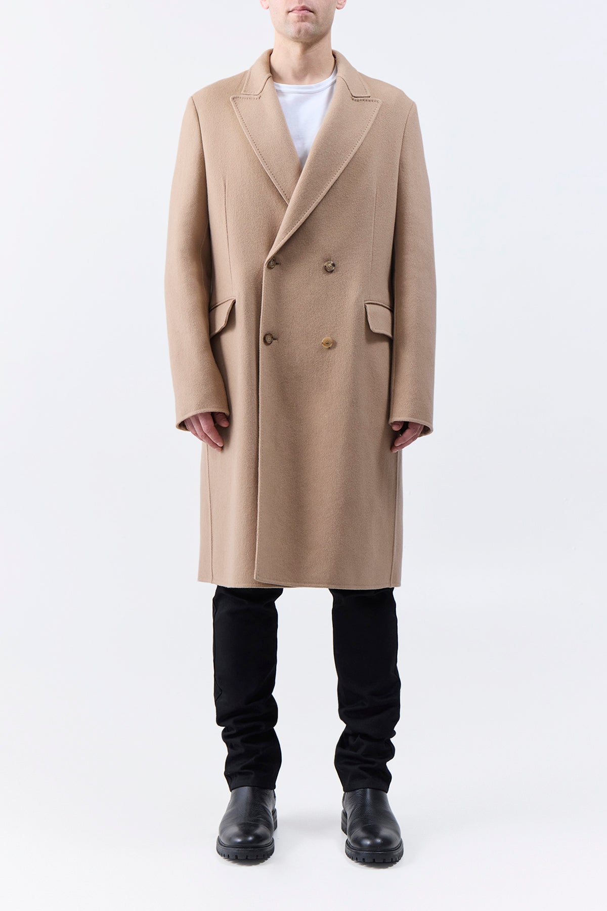 Mcaffrey Coat in Camel Double-Face Recycled Cashmere