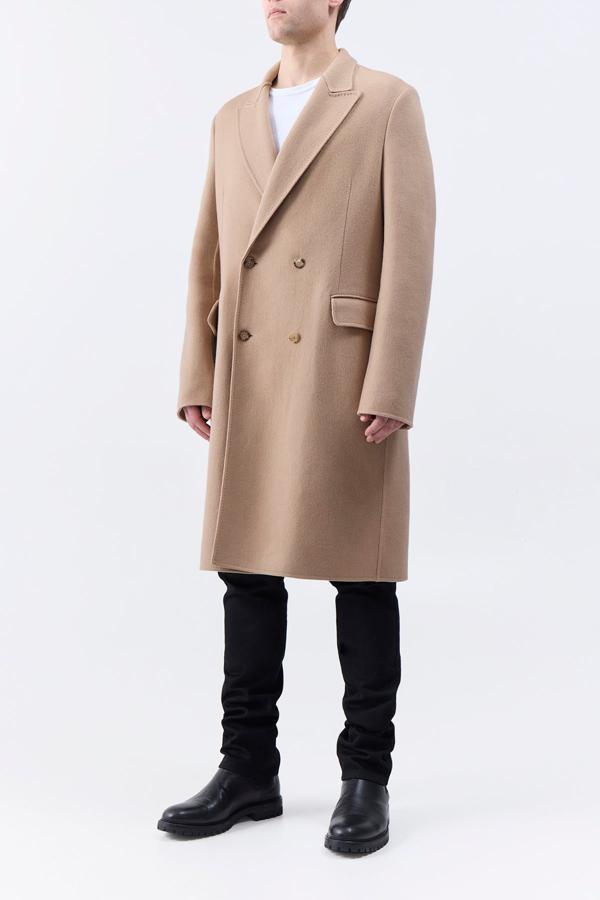 Mcaffrey Coat in Camel Double-Face Recycled Cashmere