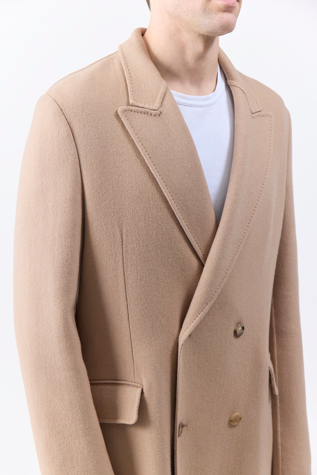 Mcaffrey Coat in Camel Double-Face Recycled Cashmere