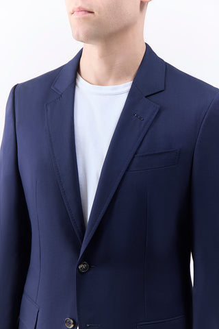 Dark Navy Wool Suit Jacket - On Model Close-Up Detail | Gabriela Hearst