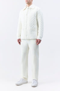 Rhys Pant in Ivory Virgin Wool Linen Twill