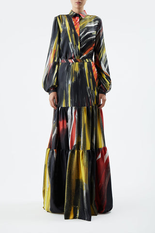 Morse Maxi Skirt in Multi Printed Silk