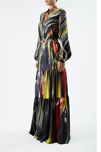 Morse Maxi Skirt in Multi Printed Silk