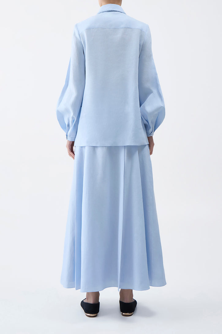 Delmer Top in Light Blue Aloe Linen