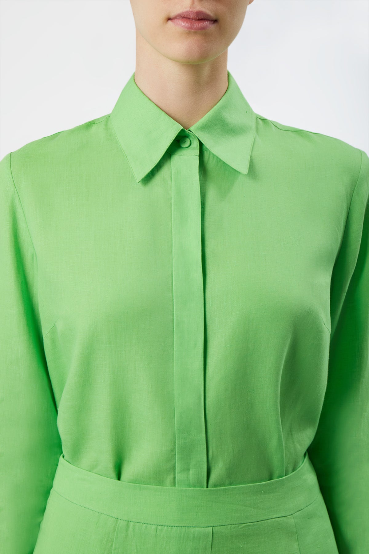 Cruz Shirt in Fluorescent Green Aloe Linen Copy