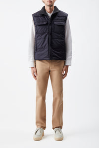 Clay Reversible Puffer Vest in Charcoal Cashmere and Nylon