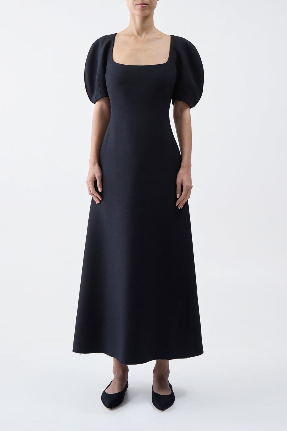 Niahm Dress in Black Wool Silk Cady (Copy)