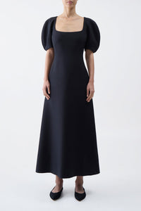 Niahm Dress in Black Wool Silk Cady (Copy)