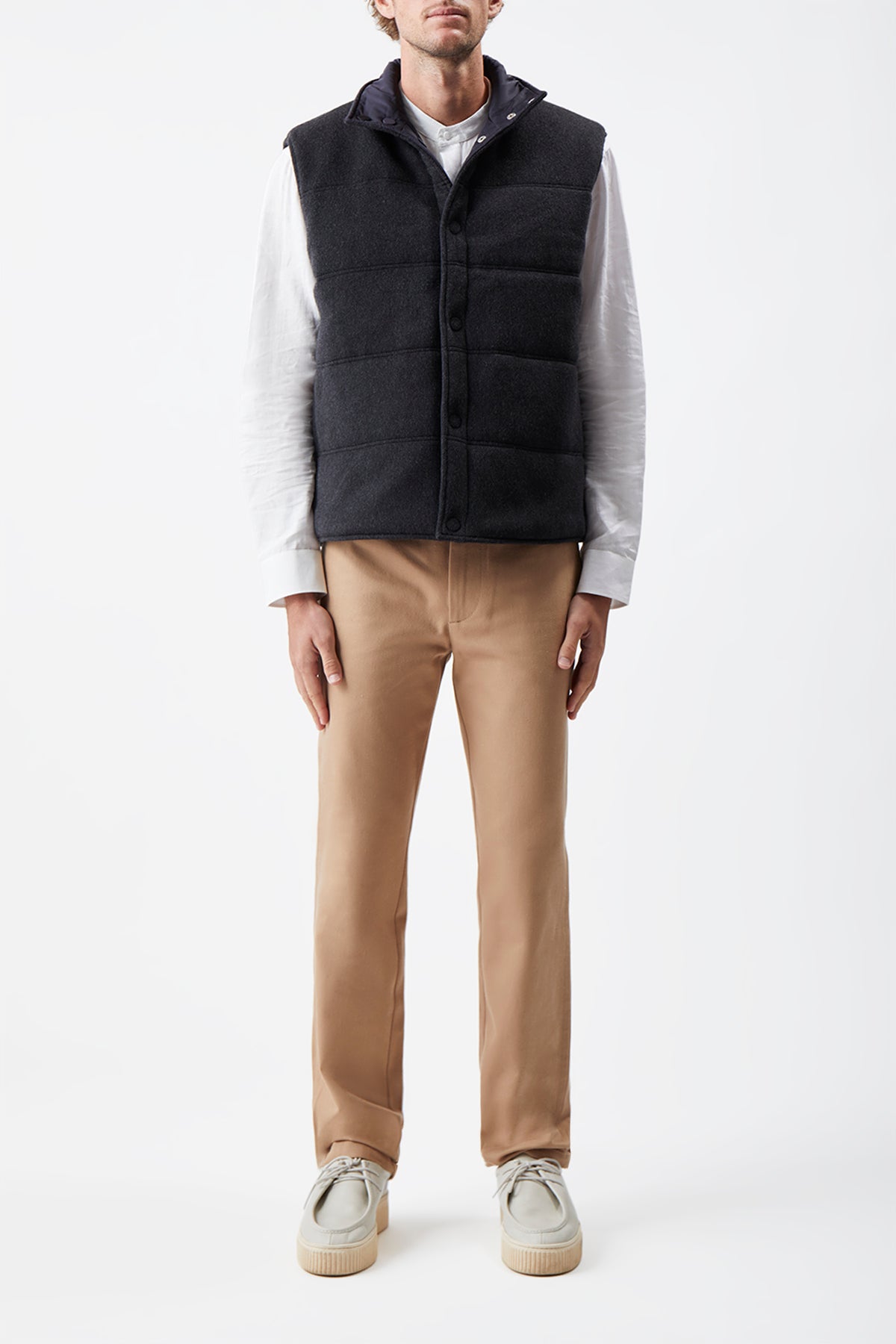 Clay Reversible Puffer Vest in Charcoal Cashmere and Nylon Gabriela Hearst