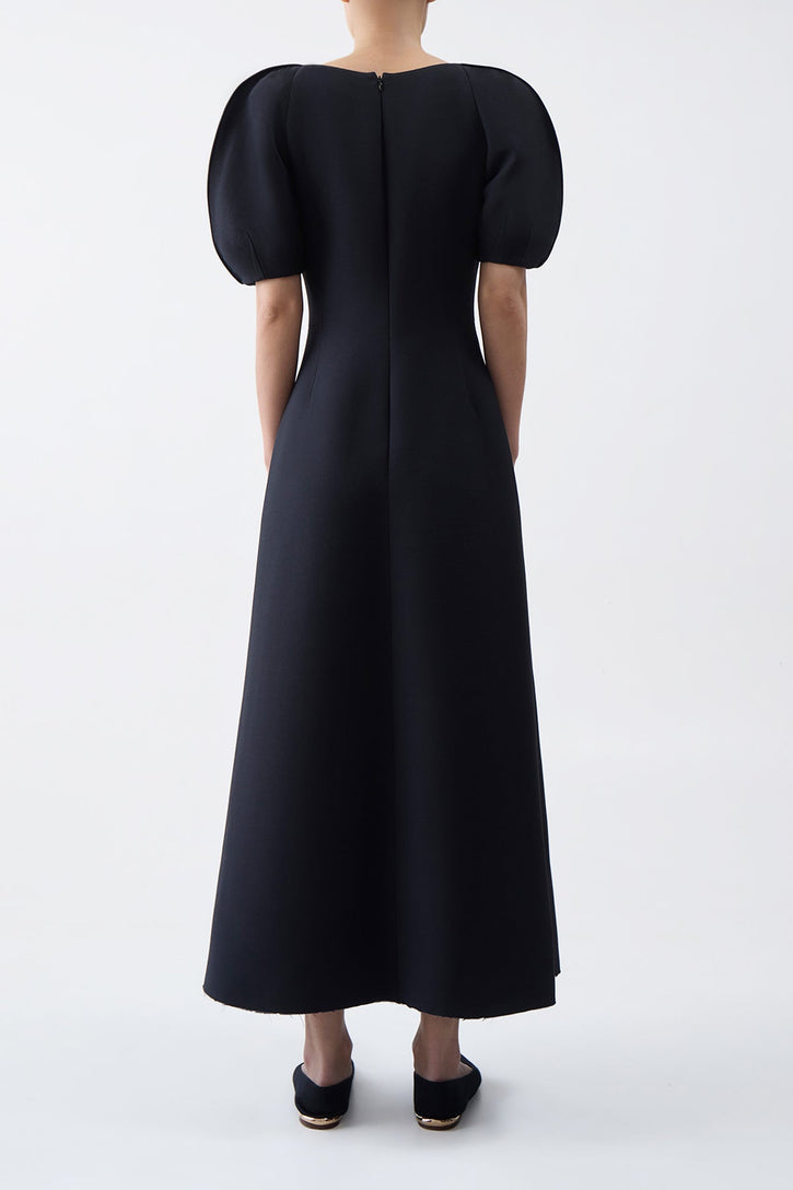 Niahm Dress in Black Wool Silk Cady (Copy)