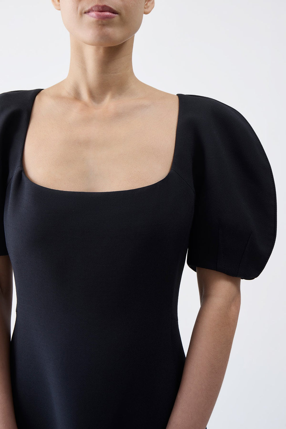 Niahm Dress in Black Wool Silk Cady (Copy)
