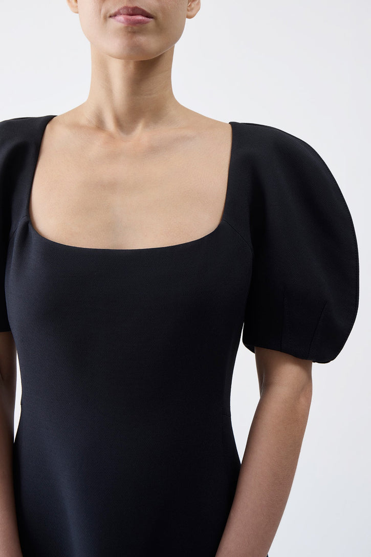 Niahm Dress in Black Wool Silk Cady (Copy)