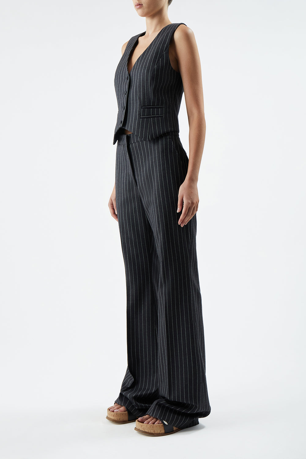 Zeta Vest in Grey Pinstripe Wool – Gabriela Hearst