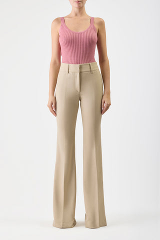 Nevin Pointelle Knit Tank Top in Rose Quartz Cashmere Silk