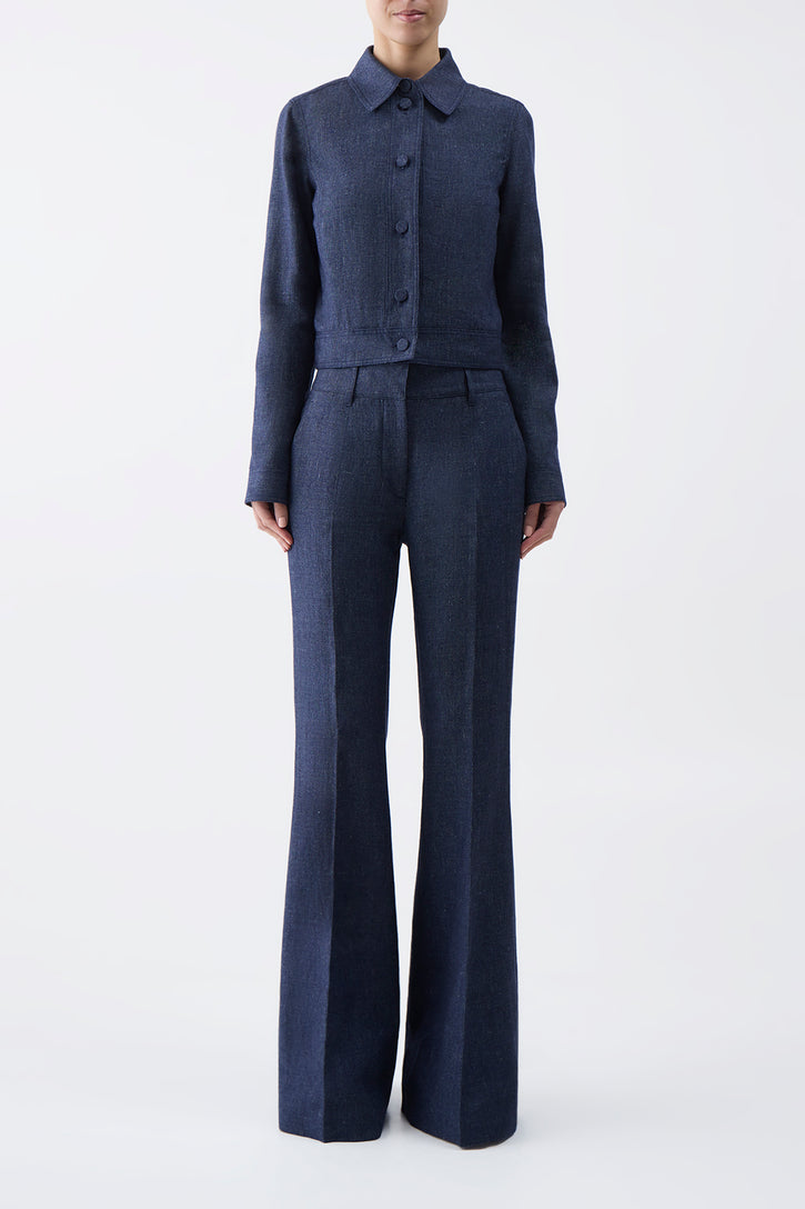 Thereza Jacket in Navy Linen Virgin Wool