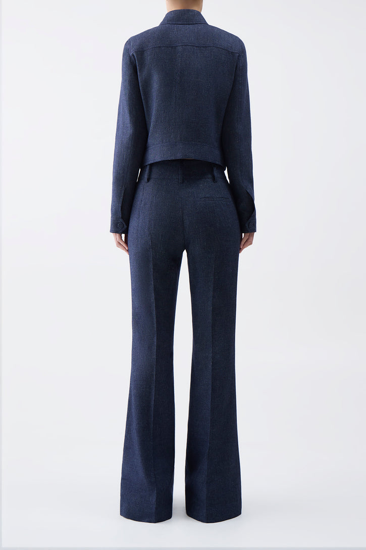 Rhein Pant in Navy Linen Virgin Wool