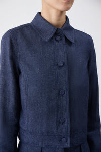 Thereza Jacket in Navy Linen Virgin Wool