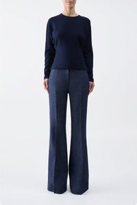 Theodore Knit Sweater in Navy Silk Cashmere