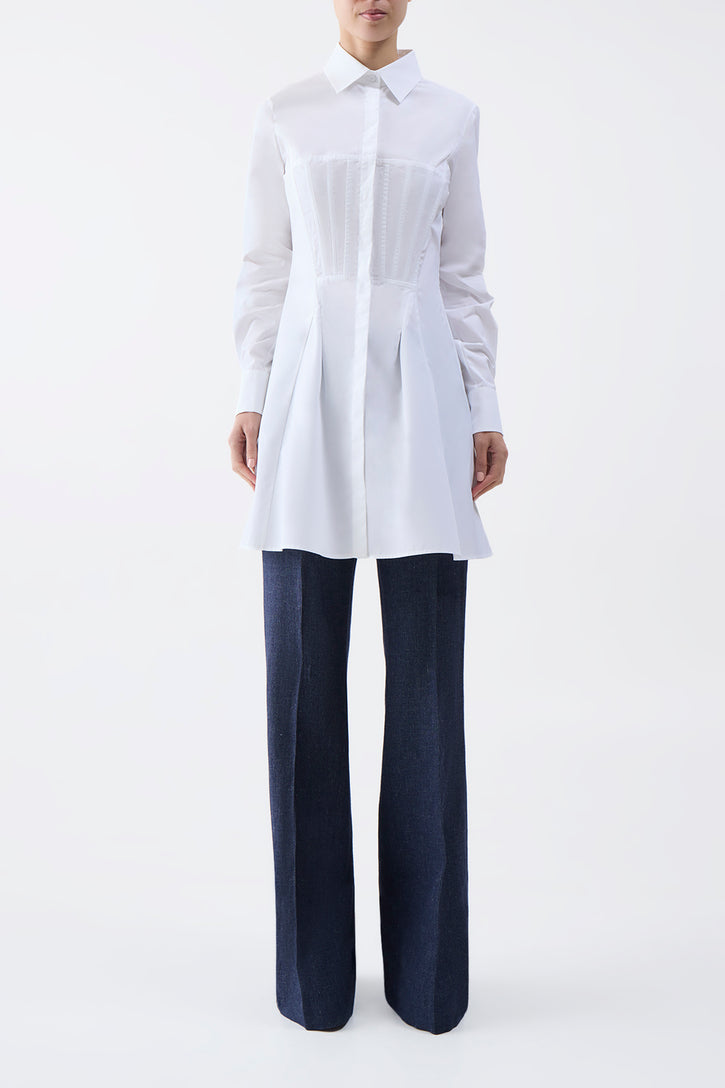 Garcia Top in White Sea Island Cotton Poplin