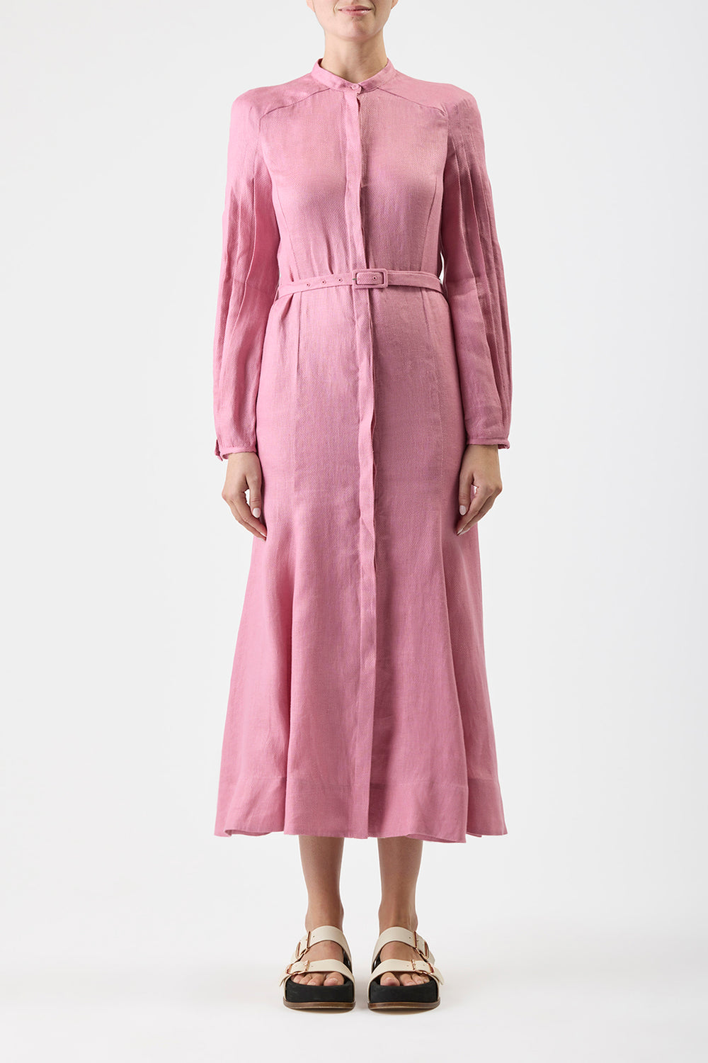 Lydia Maxi Dress with Slip in Rose Quartz Linen