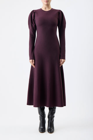 Hannah Knit Dress in Deep Bordeaux Merino Wool Cashmere