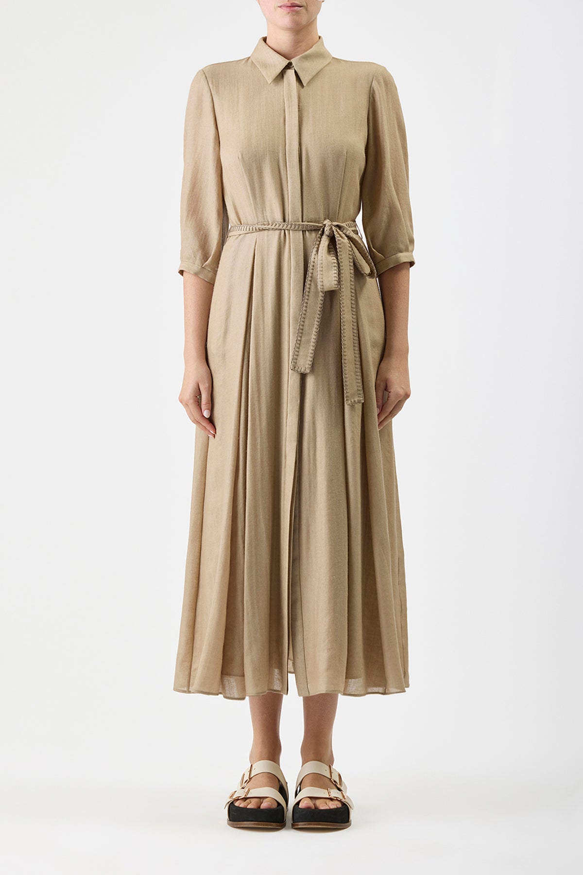 Andy Dress in Khaki Cashmere Wool