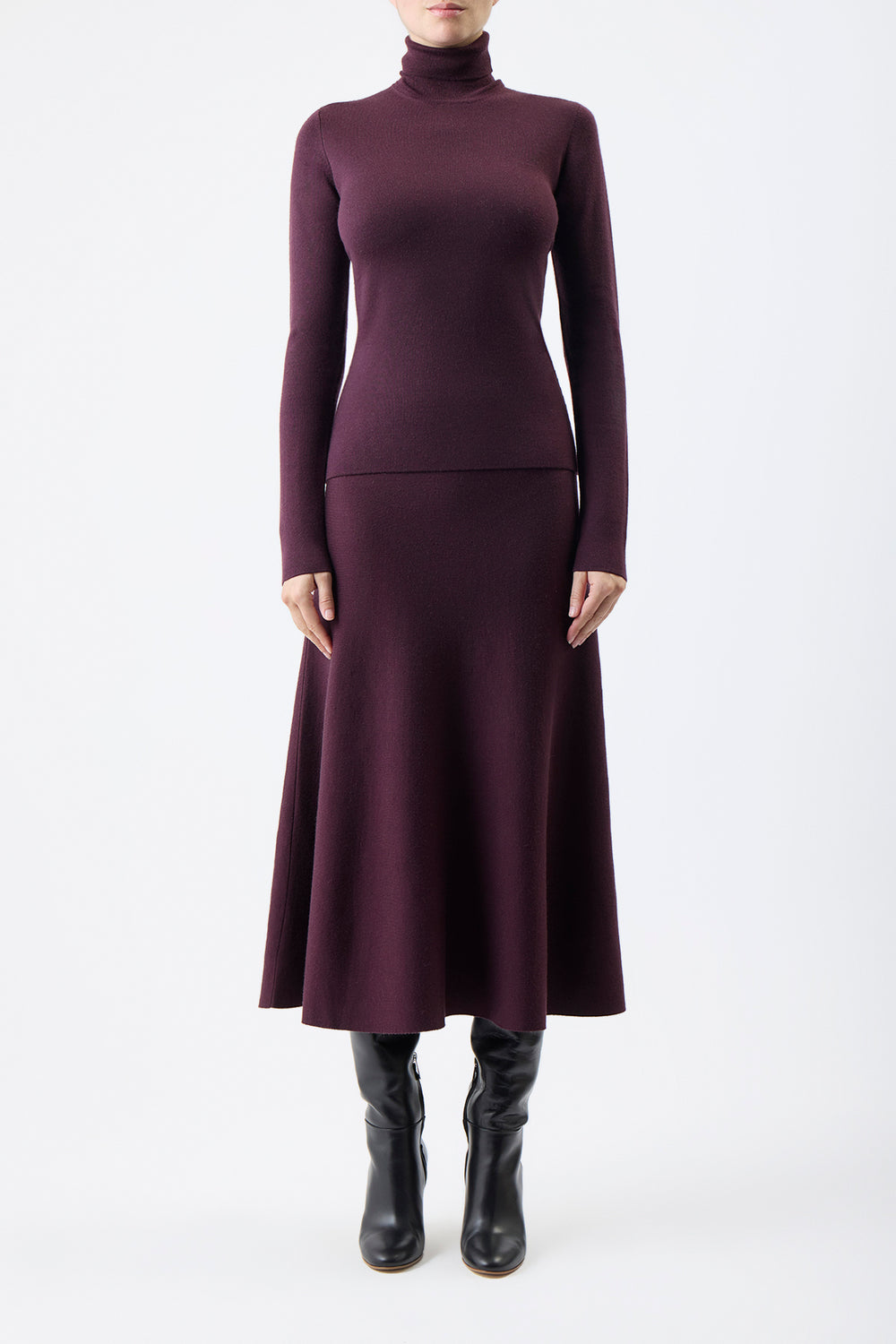 May Knit Turtleneck in Deep Bordeaux Merino Wool Cashmere