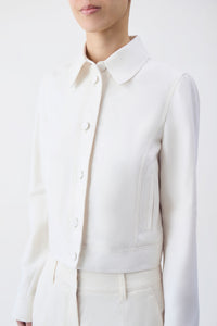 Thereza Jacket in Ivory Wool Linen and Cashmere Silk
