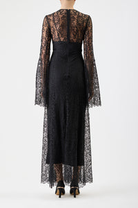 Zimmer Dress with Slip in Black Silk Lace