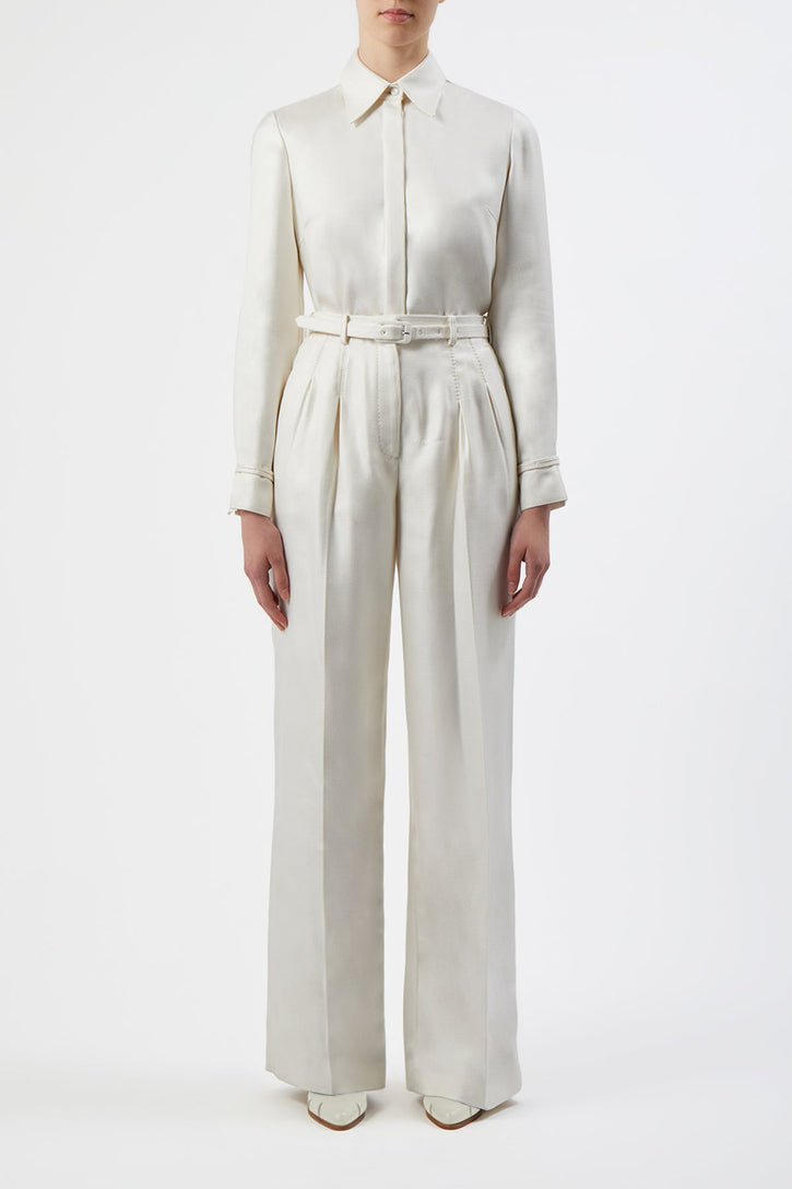 Vargas Pant in Ivory Silk