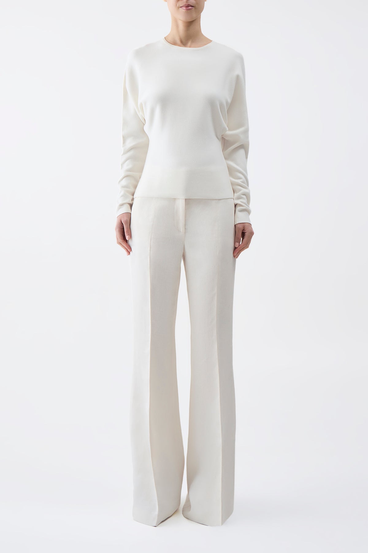 Theodore Knit Sweater in Ivory Silk Cashmere