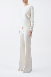 Theodore Knit Sweater in Ivory Silk Cashmere