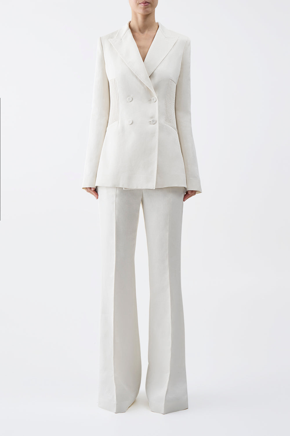 Brett Blazer in Ivory Textured Linen