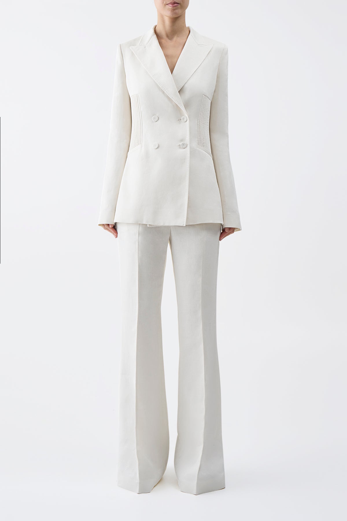 Brett Blazer in Ivory Textured Linen