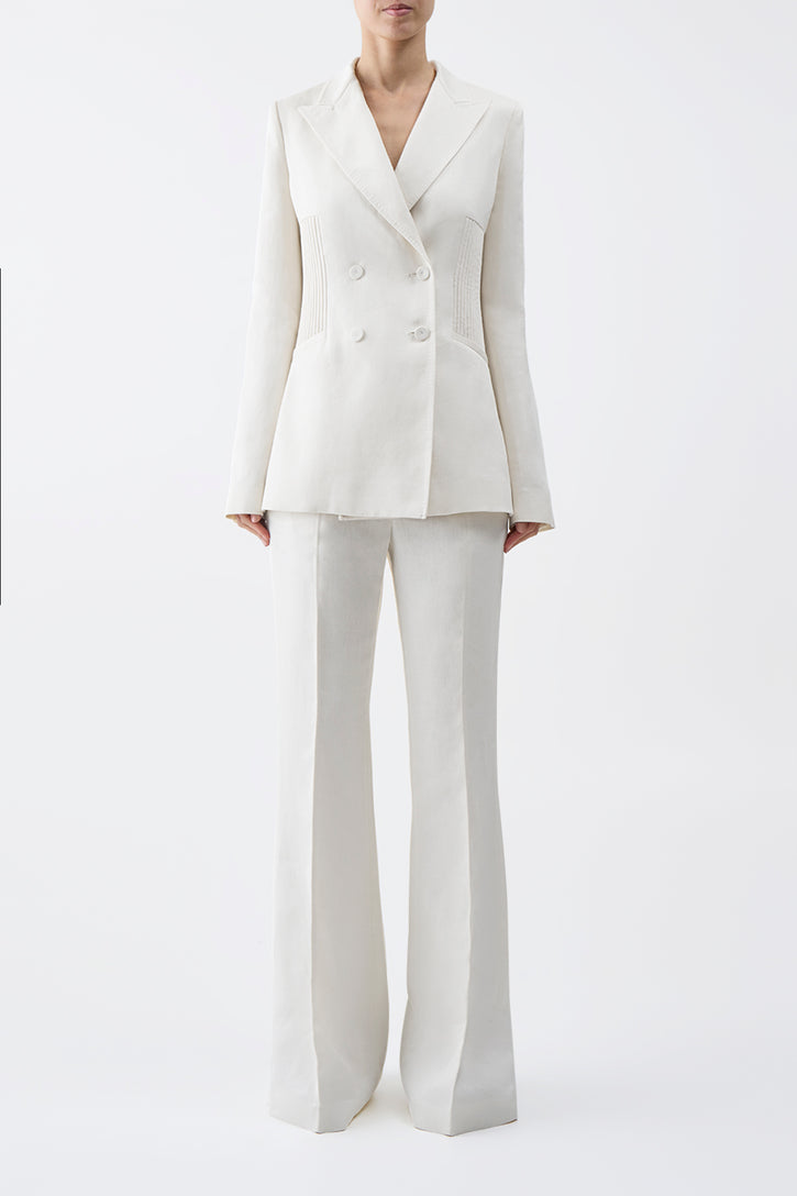 Brett Blazer in Ivory Textured Linen