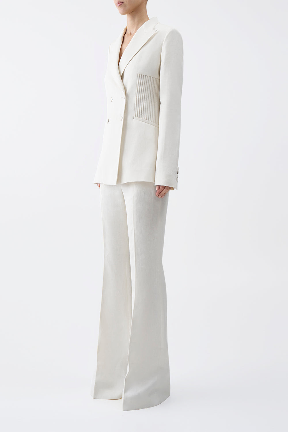 Brett Blazer in Ivory Textured Linen