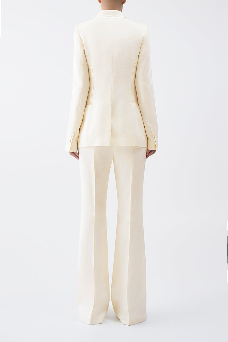 Rhein Pant in Ivory Textured Linen