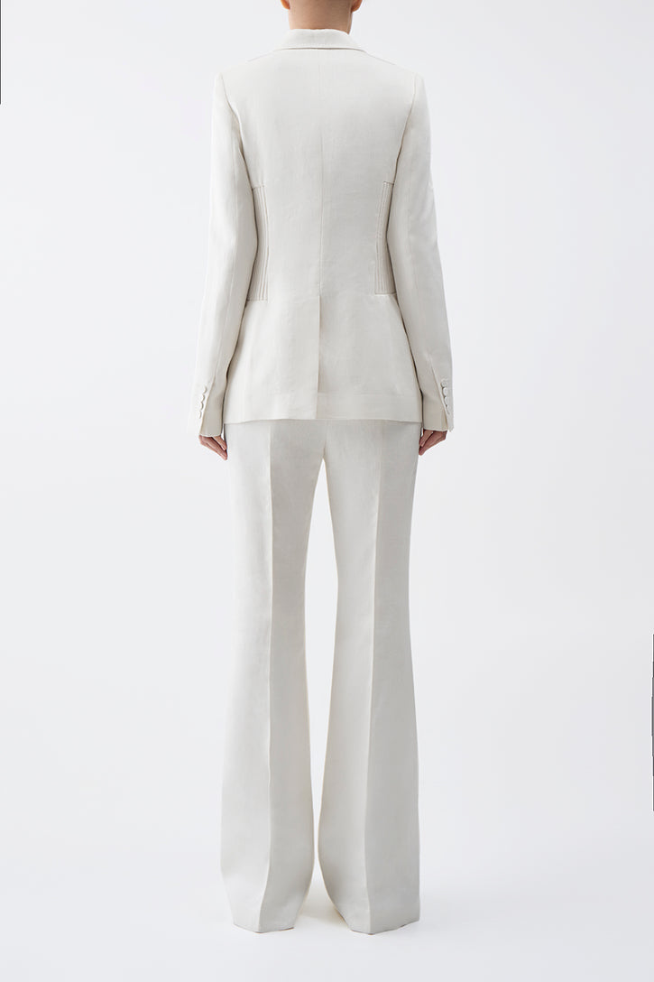 Brett Blazer in Ivory Textured Linen