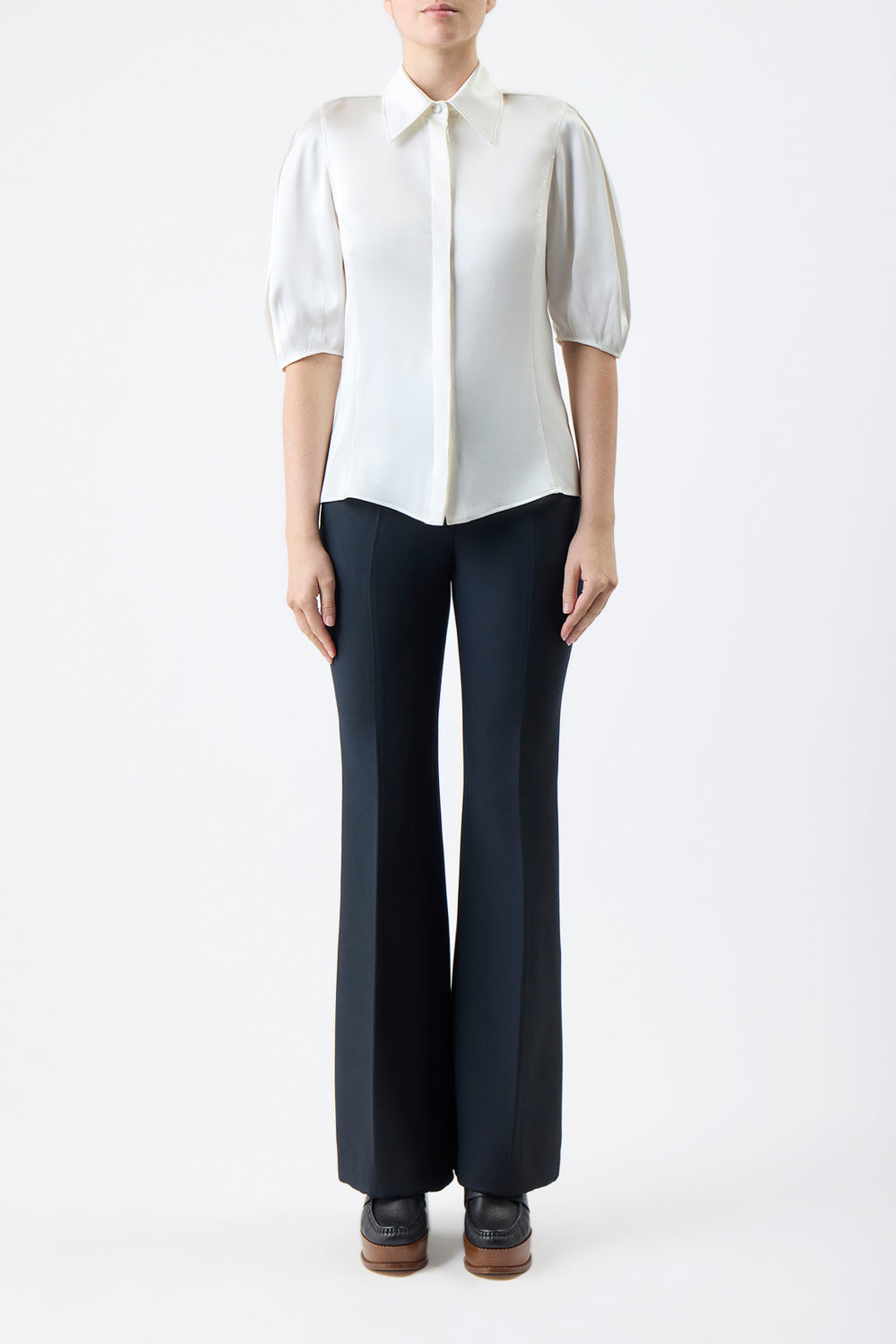 Sansi Top in Ivory Double Satin