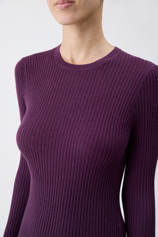 Browning Knit Sweater in Italian Plum Cashmere Silk