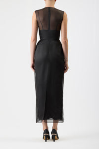 Maslow Sheer Dress in Black Silk Organza