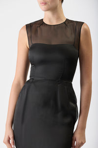 Maslow Sheer Dress in Black Silk Organza
