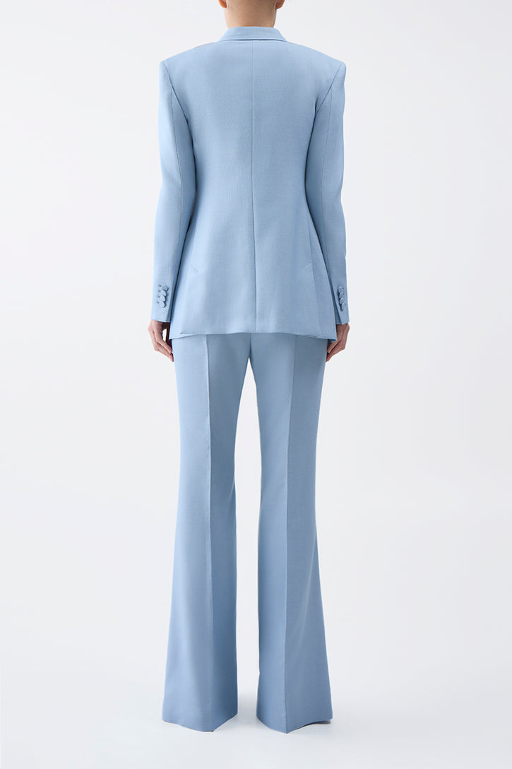 Rhein Pant in Stone Blue Silk Virgin Wool