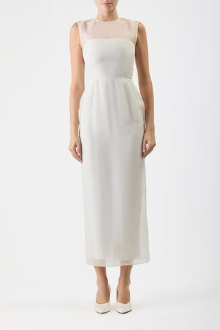 Maslow Sheer Dress with Slip in Ivory Silk Organza