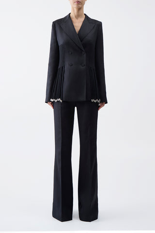 Rhein Flare Pant in Black Textured Linen