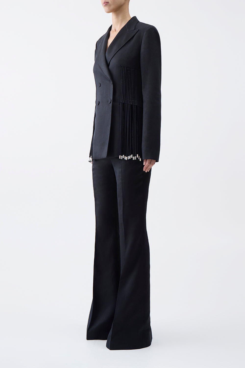 Rhein Flare Pant in Black Textured Linen