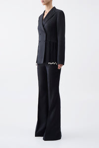 Rhein Flare Pant in Black Textured Linen