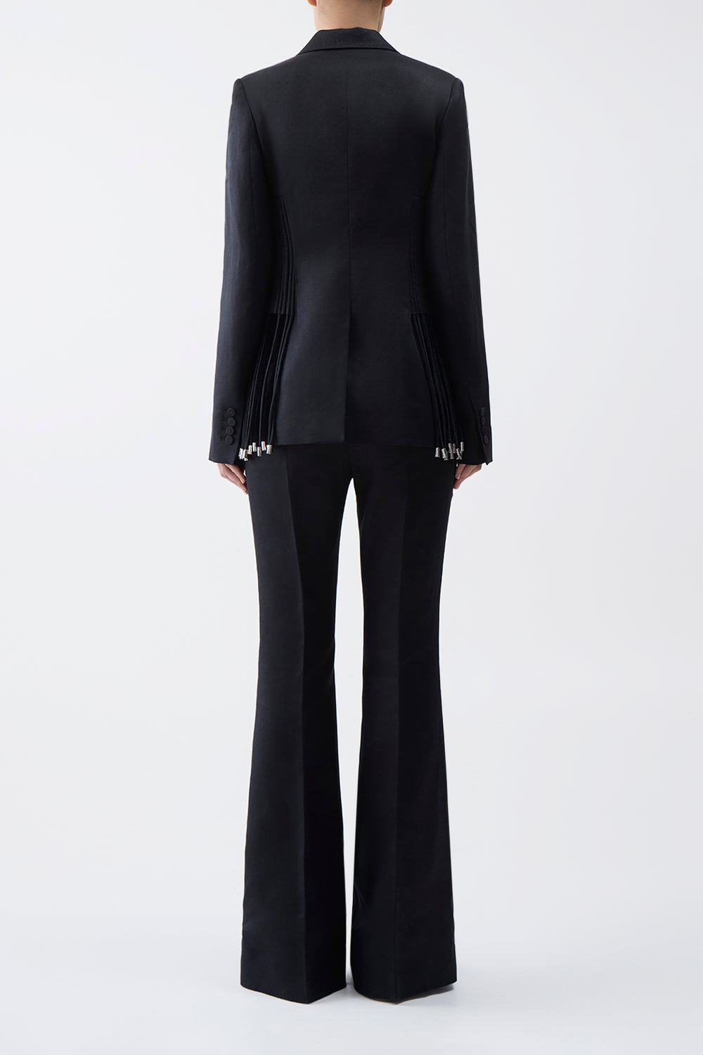 Rhein Flare Pant in Black Textured Linen