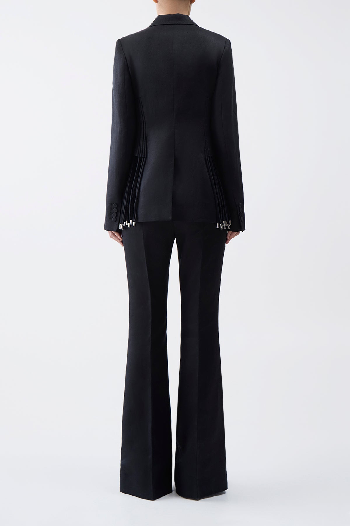 Rhein Flare Pant in Black Textured Linen