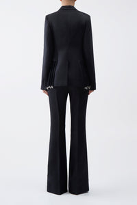 Rhein Flare Pant in Black Textured Linen